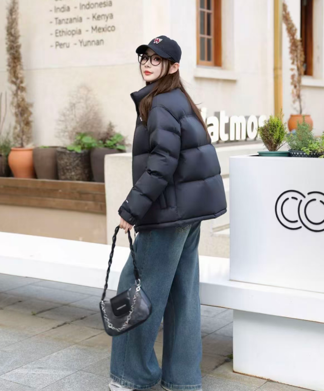 2025经典秋冬防风男女同款保暖刺绣立领上衣QY9652