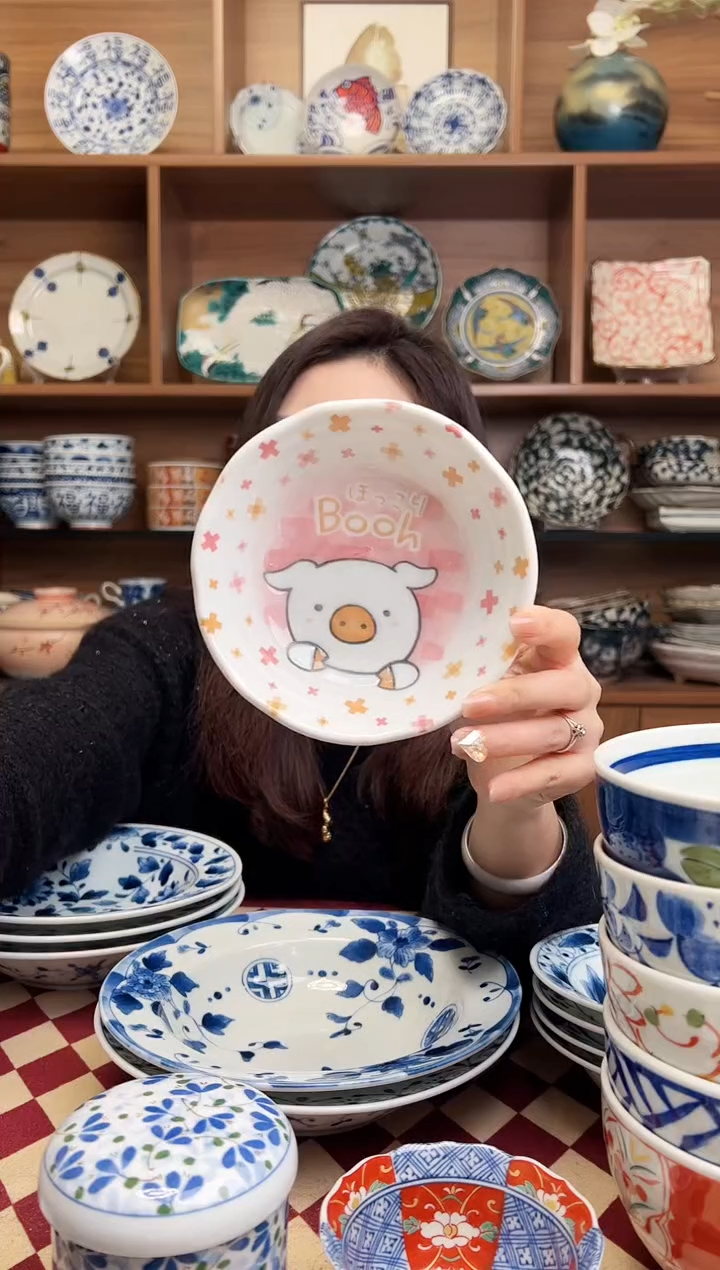 【闪购商品】瓷片有古窑小猪猪13.5cm钵碗