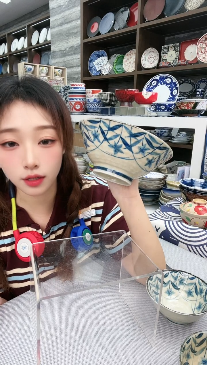 瓷黄泥桔梗18cm斗笠碗单支