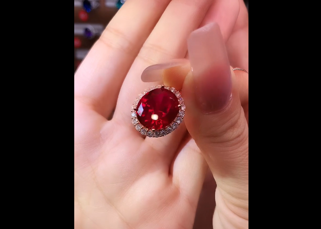 典藏轻奢-精切高品质鸽血红宝吊坠01120