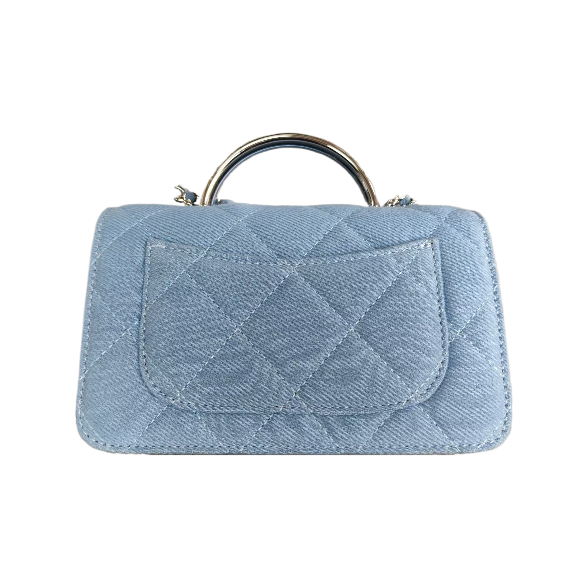 TOLEX2025新款女包时尚复古牛仔手柄蓝色19cm