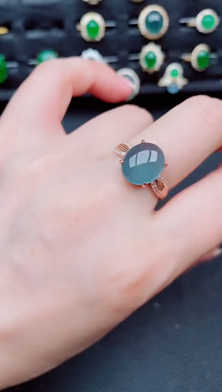 翡翠戒指银S925镶嵌天然a货翡翠198