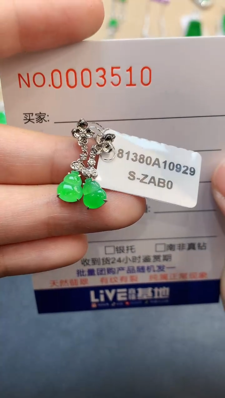 【闪购商品】翡翠耳饰18K金镶嵌3510   