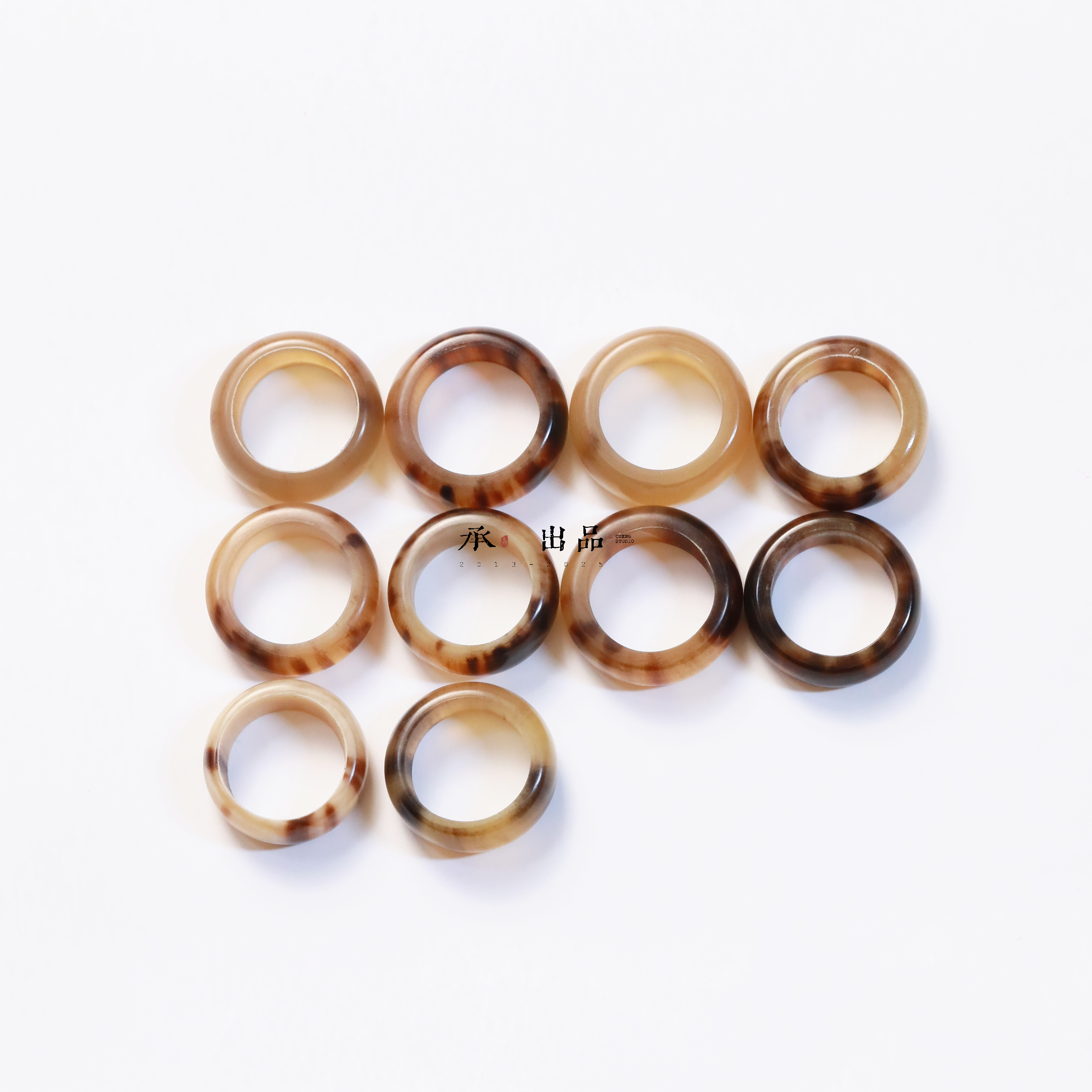 非金属珐琅戒指 【承·文玩】原创小冰花羊角指环