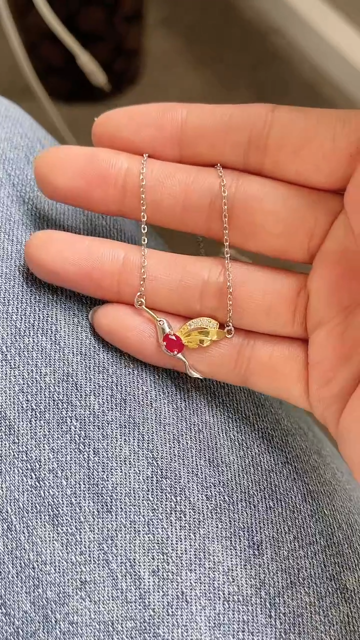 【闪购商品】红宝石颈饰银S925镶嵌成品