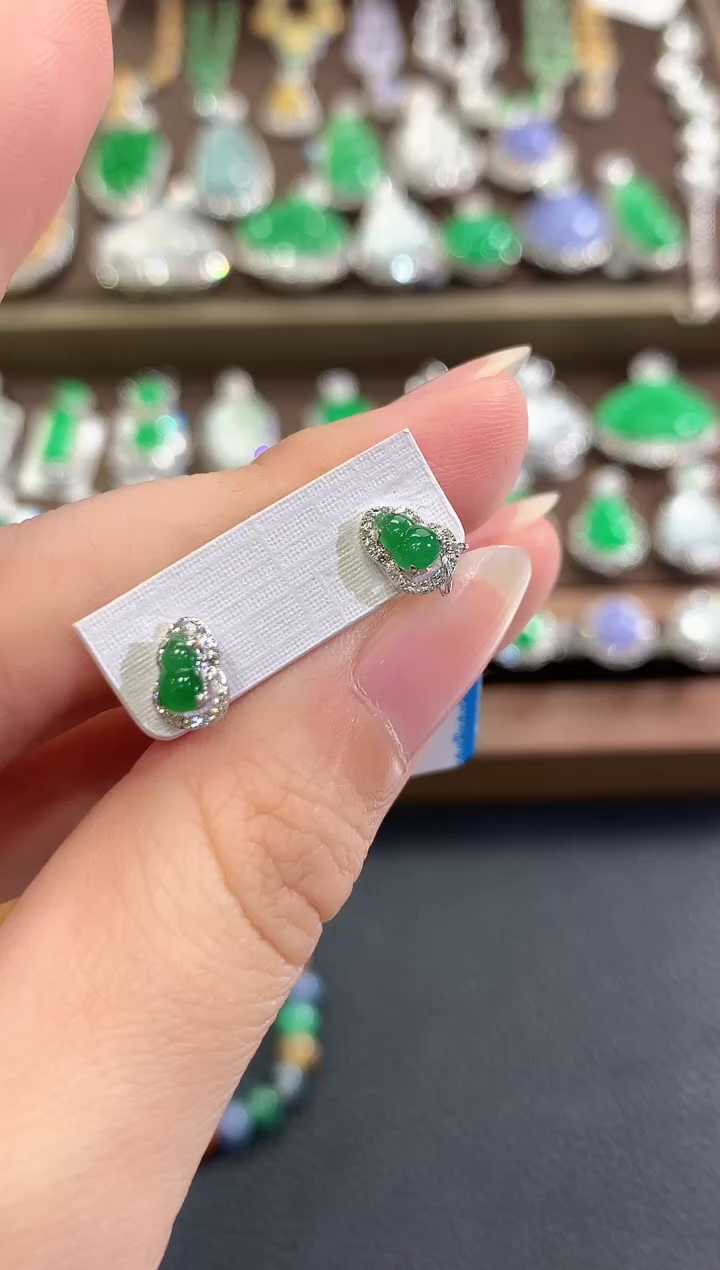 18K金镶嵌翡翠耳饰b13多样性一件发货