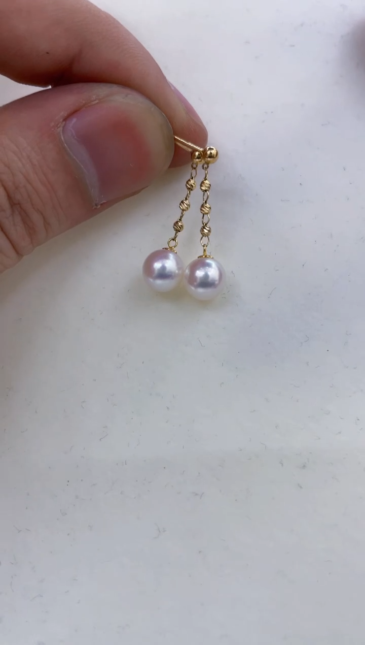 18K金镶嵌耳饰海水珍珠  