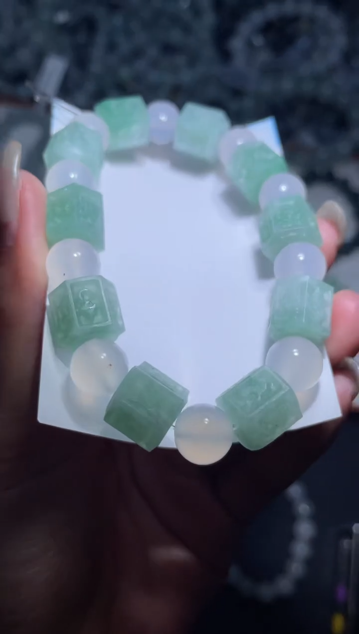 【闪购商品】定制翡翠未镶嵌天然缅甸A货翡翠手串8