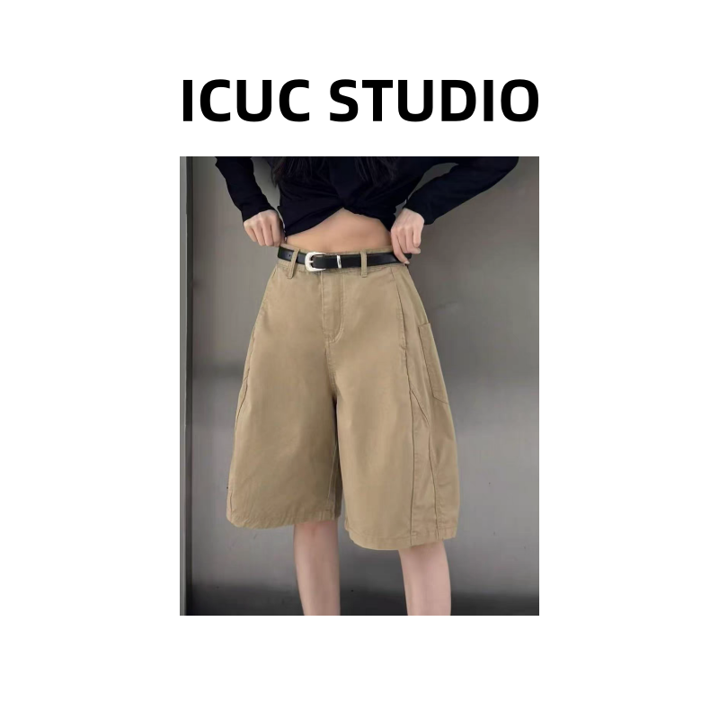 ICUC STUDIO-【气球五分裤】100%棉~纯色简约休闲五分短裤2916