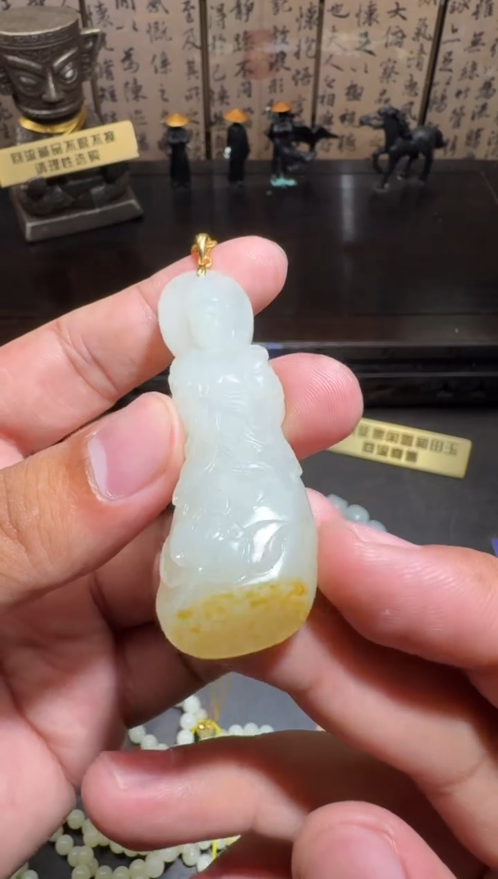 银S925镶嵌和田玉挂件和田玉