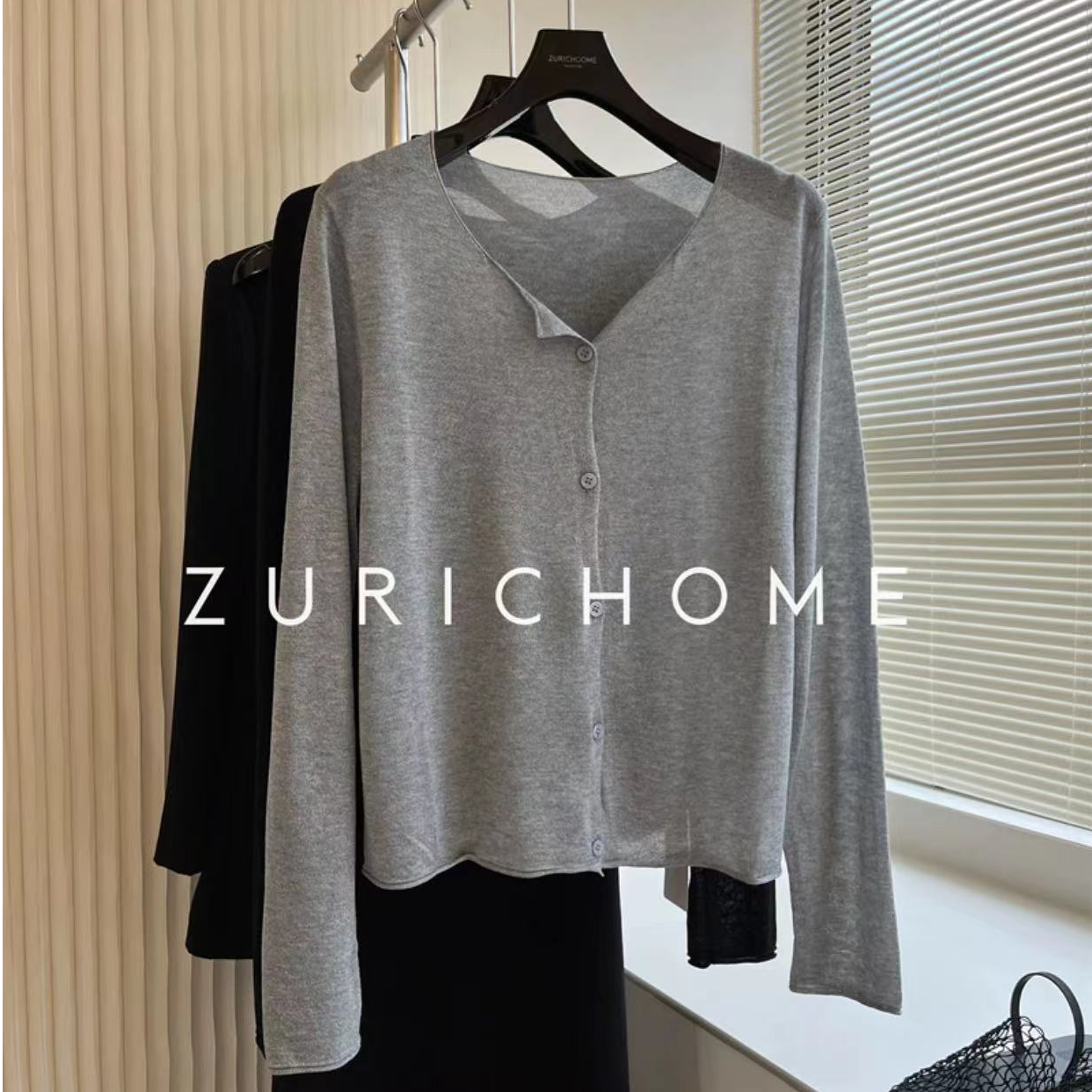 福利-选择编码拍-浅灰色针织衫夏季薄款夏季纯色开衫上衣女