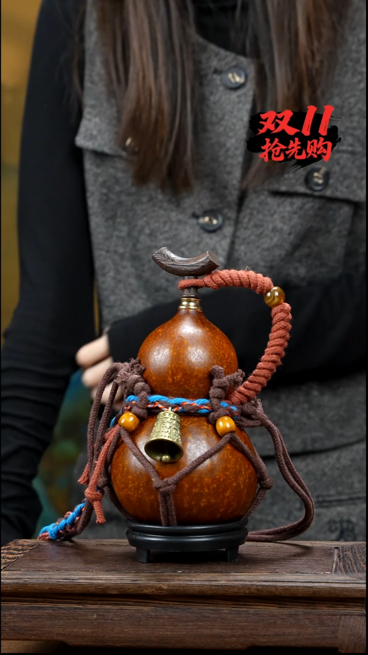 YW089复古网兜款天然酒葫芦（一物一拍）