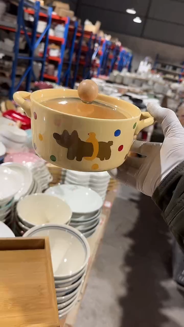 陶瓷小狗泡面碗微瑕 凑满20元包邮