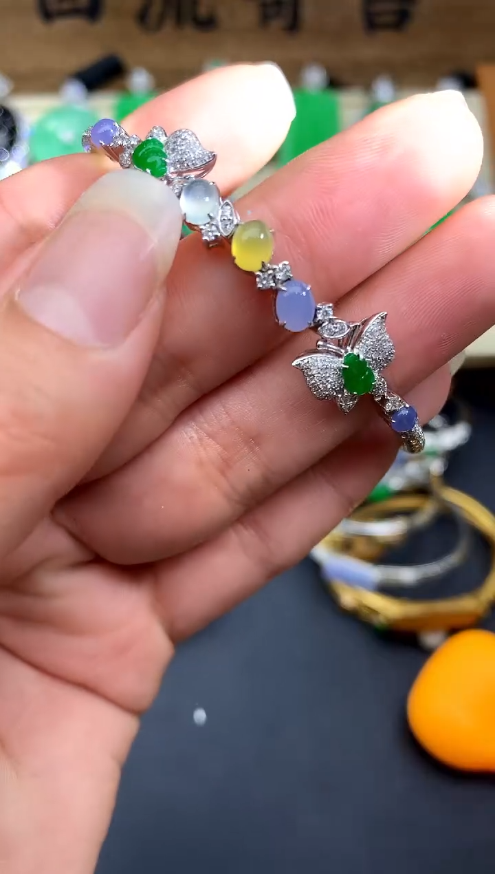 【闪购商品】翡翠手镯18K金镶嵌310-中国好珍宝