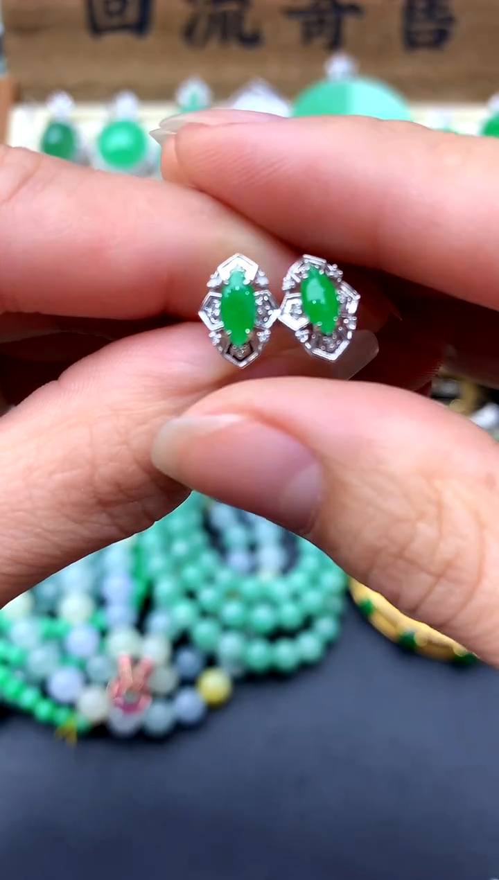 【闪购商品】翡翠耳饰18K金镶嵌296-中国好珍宝