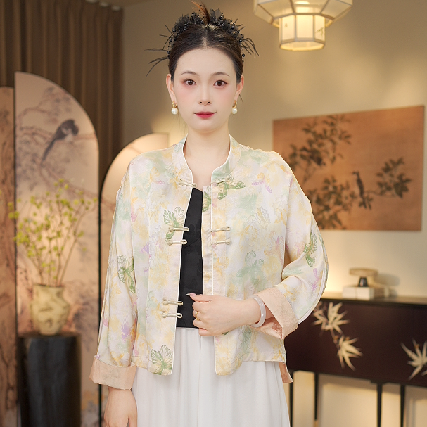 怀素 通勤百搭织花款国风外套5013