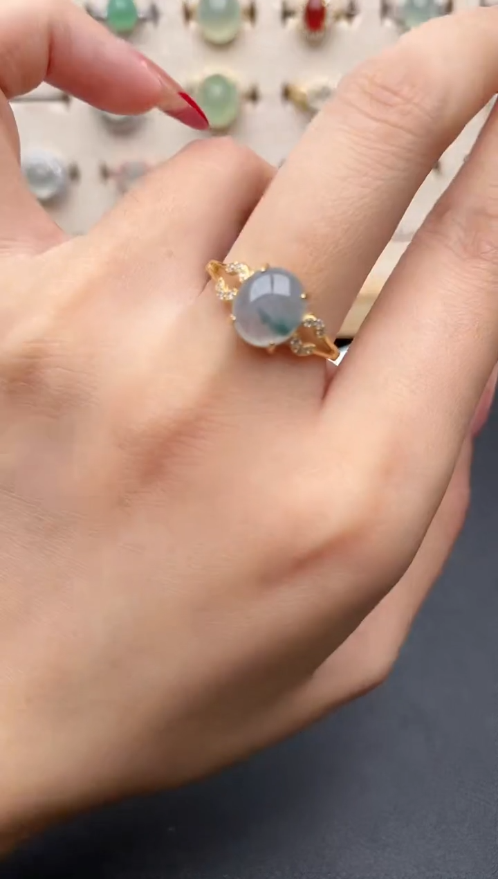 【闪购商品】翡翠戒指银S925镶嵌一物一证一礼盒