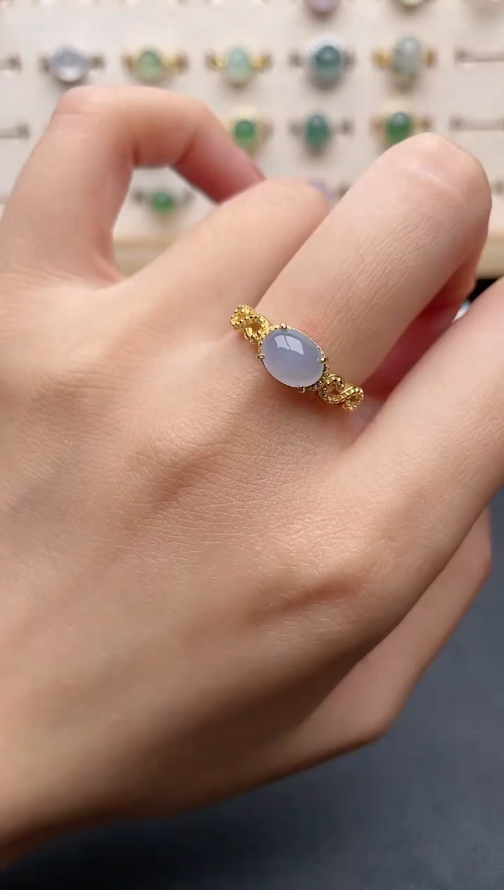 【闪购商品】翡翠戒指银S925镶嵌一物一证一礼盒