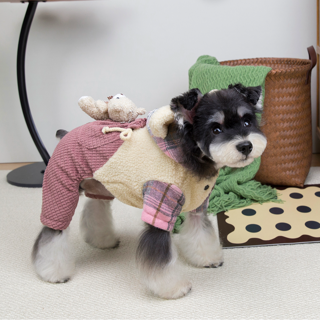 金冠宝贝秋冬新款自带牵引扣加厚保暖狗狗四脚棉服泰迪比熊博美