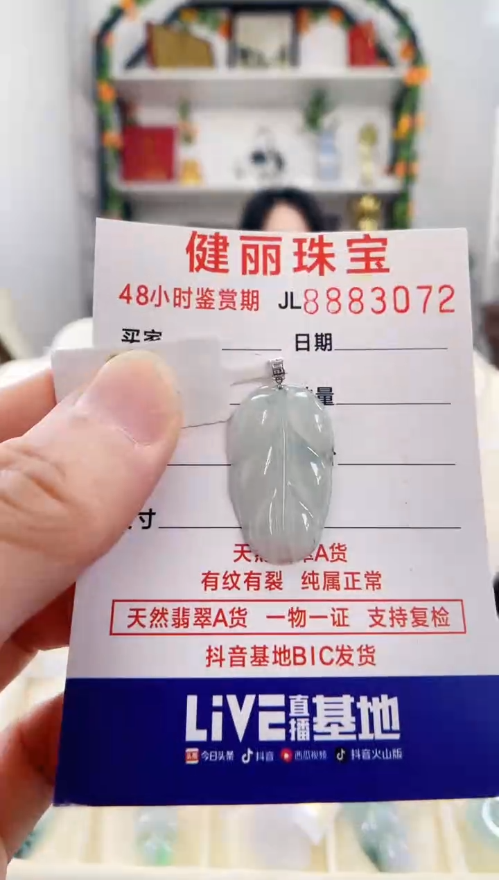 翡翠18K金镶嵌颈饰天然缅甸翡翠 叶子(一物一证)