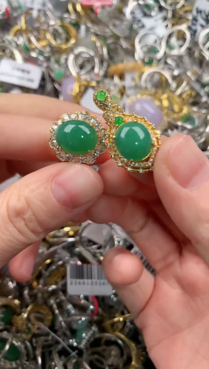 银S925镶嵌戒指翡翠444   9