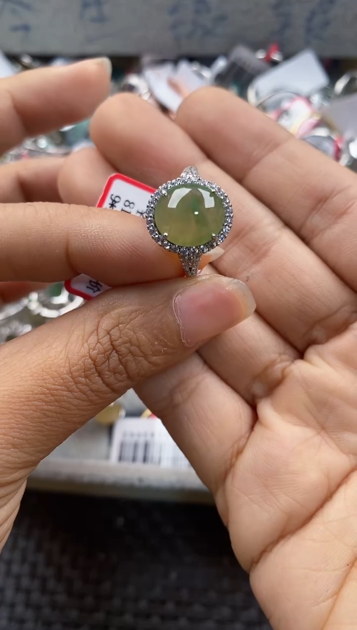 银S925镶嵌戒指翡翠777----2
