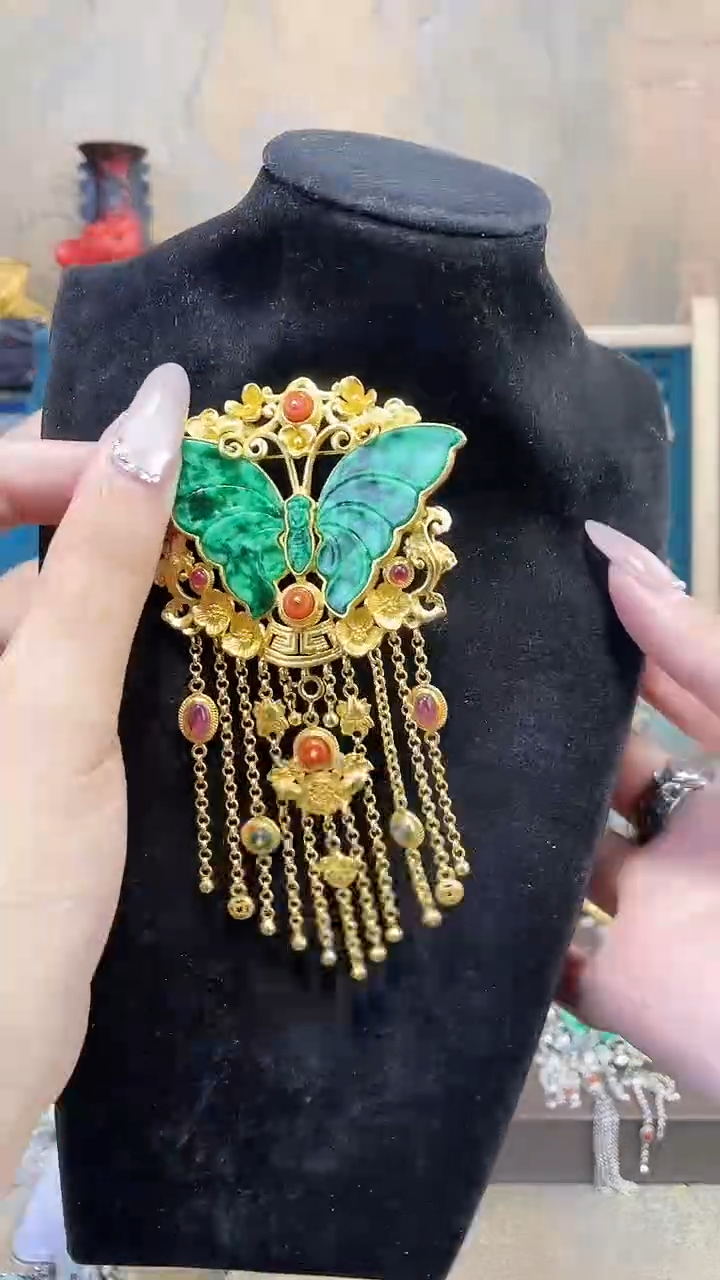 非遗手工花丝镶嵌吊坠胸针