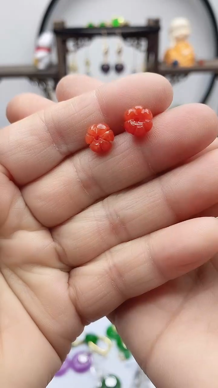 银S925镶嵌南红玛瑙耳饰339