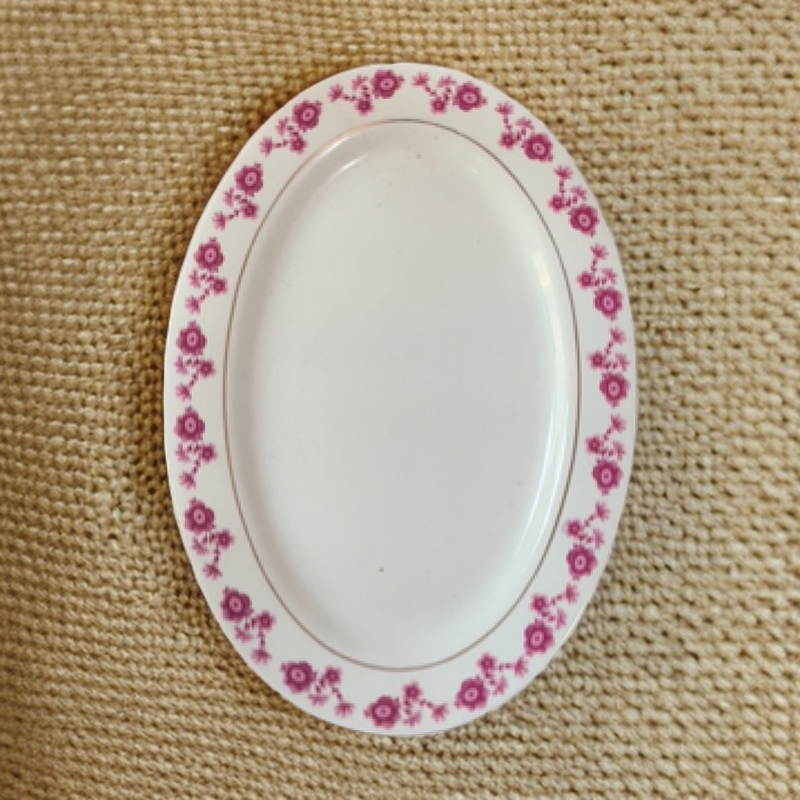 景德镇陶瓷描金小红花12寸鱼盘