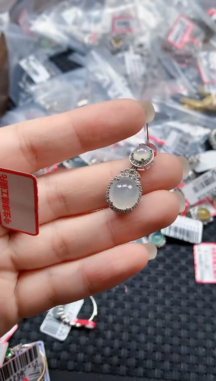 银S925镶嵌戒指翡翠天然A货缅甸翡翠