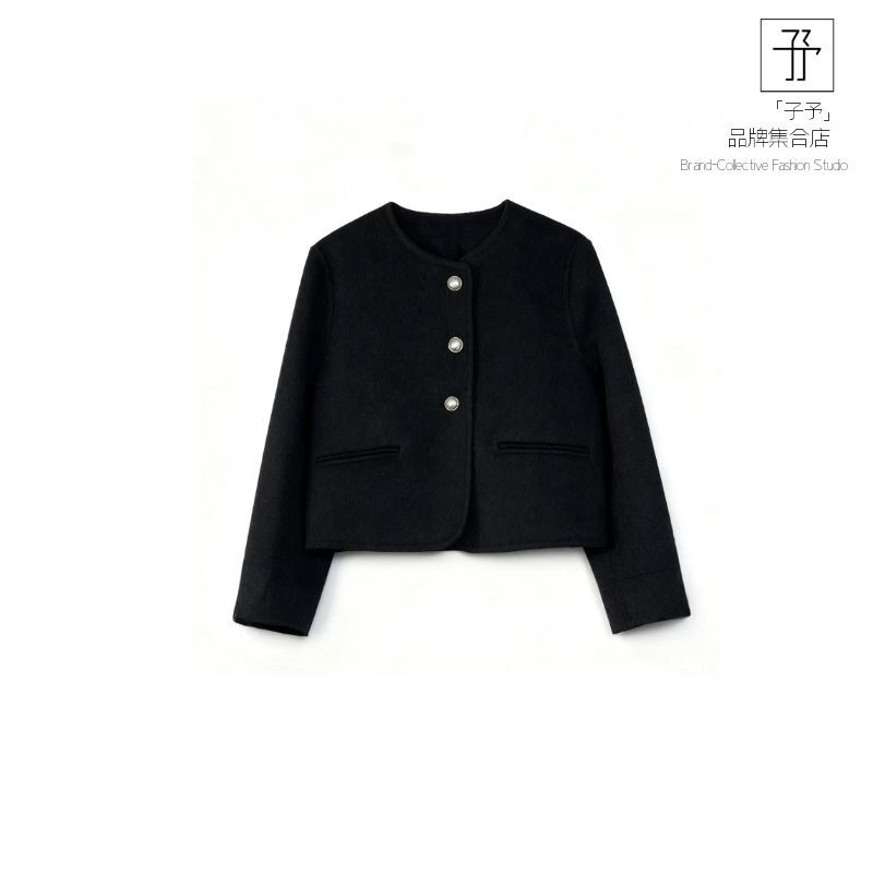 羊毛·圆领三扣设计羊毛短外套慵懒风小个子友好款秋冬高级感穿搭