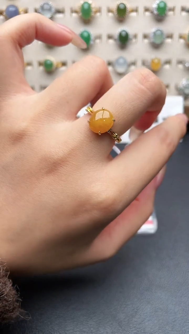 银S925镶嵌戒指翡翠一物一证一礼盒