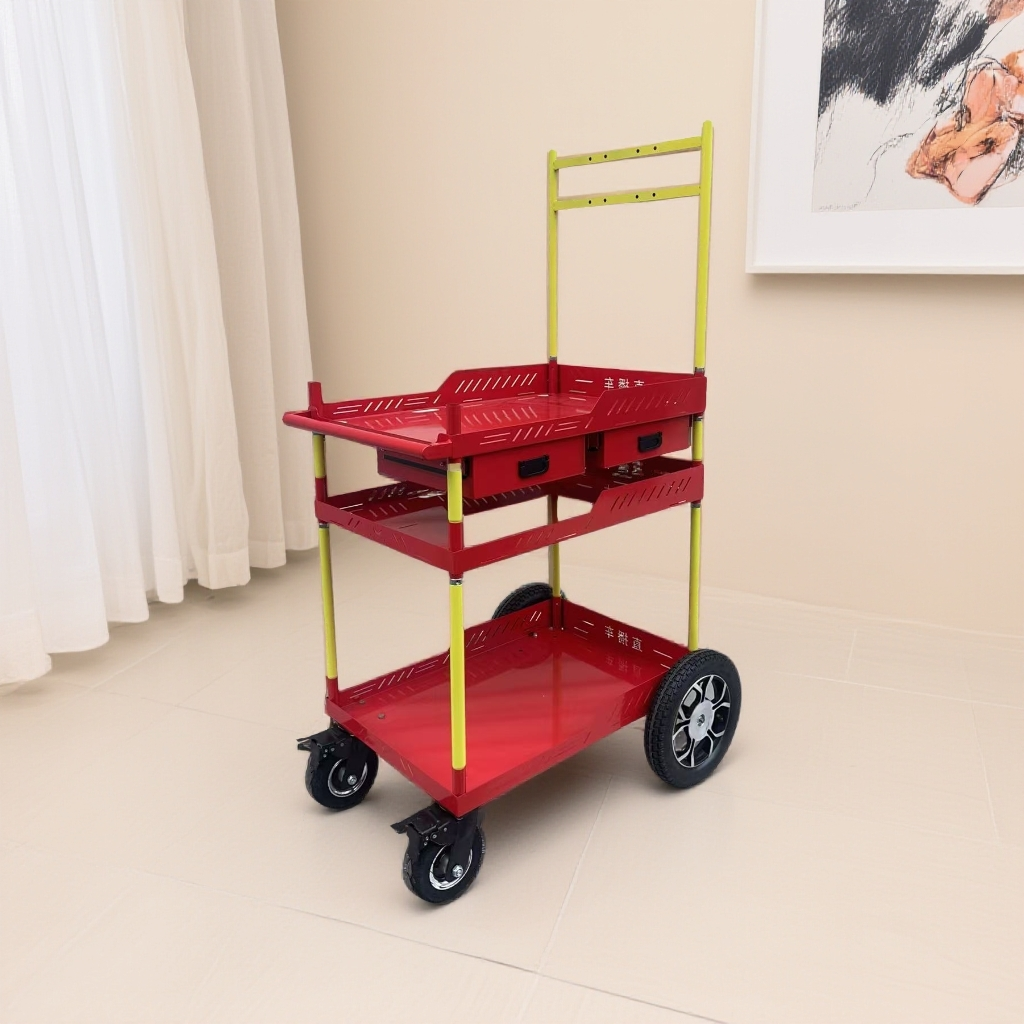 双抽屉6寸铝合金充气轮12寸铝合金充气轮直播专用推车送手机夹