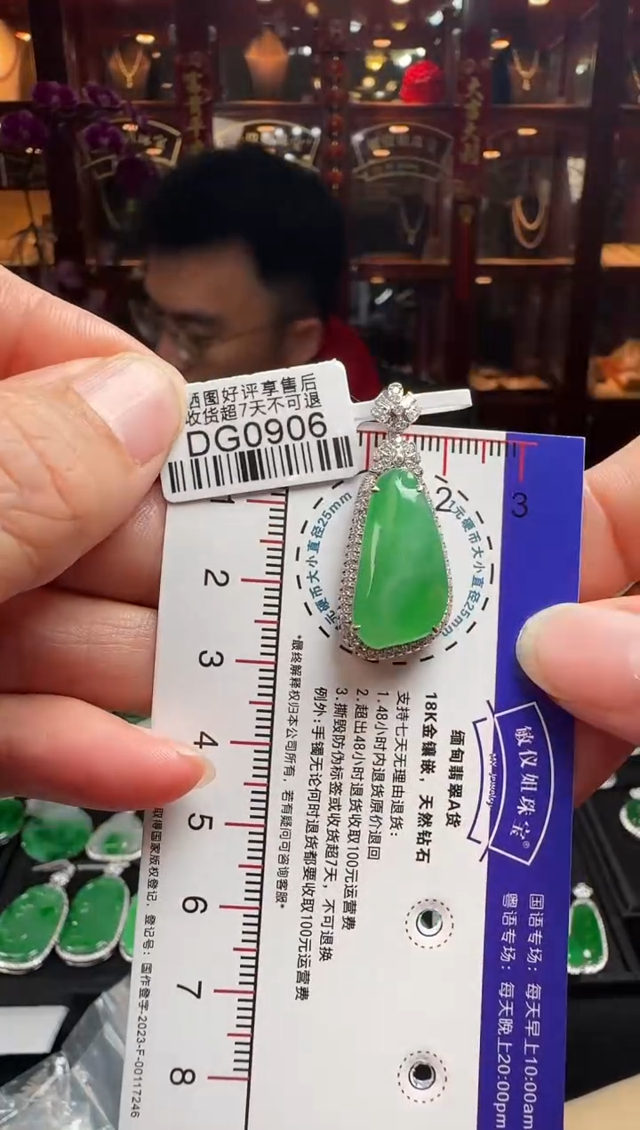 【闪购商品】翡翠颈饰18K金镶嵌DG0906冰绿福瓜