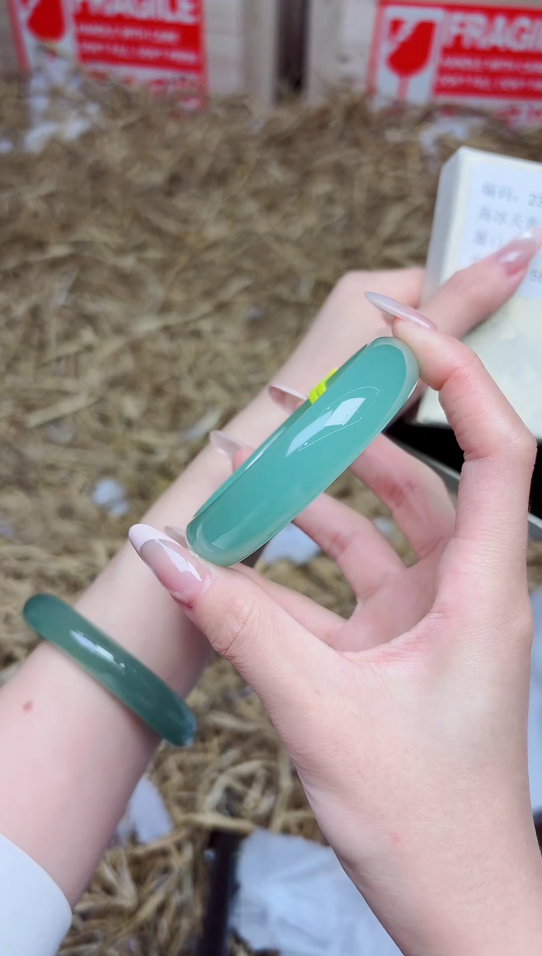 未镶嵌手镯石英质玉2339--圈口55