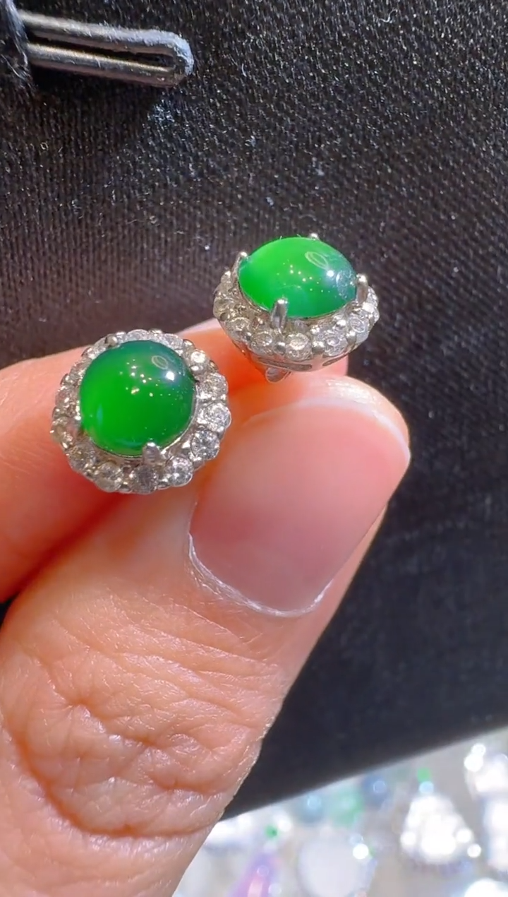 银S925镶嵌翡翠耳饰多样性团购发一件