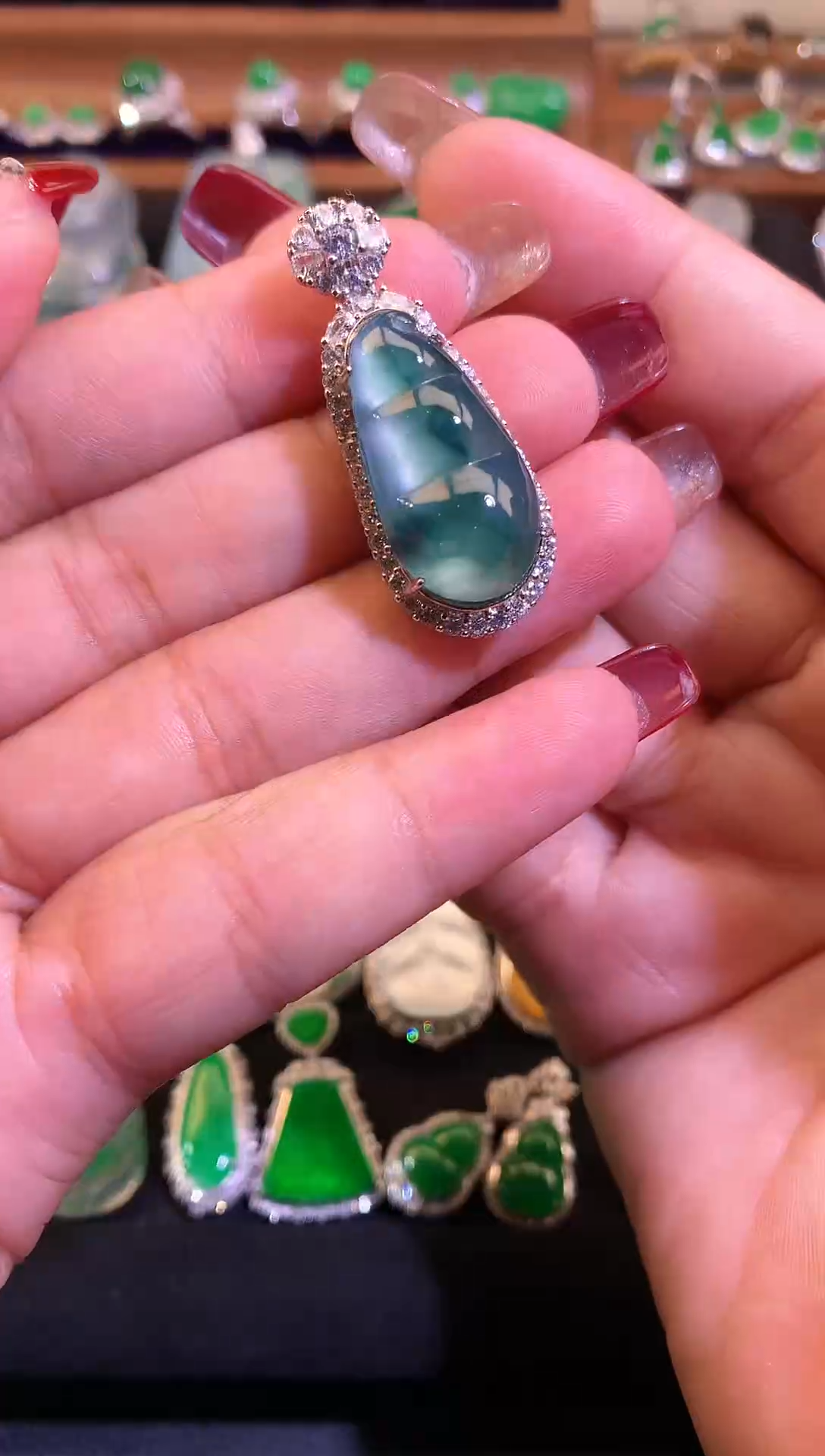 【闪购商品】翡翠颈饰银S925镶嵌缅甸天然A货翡翠