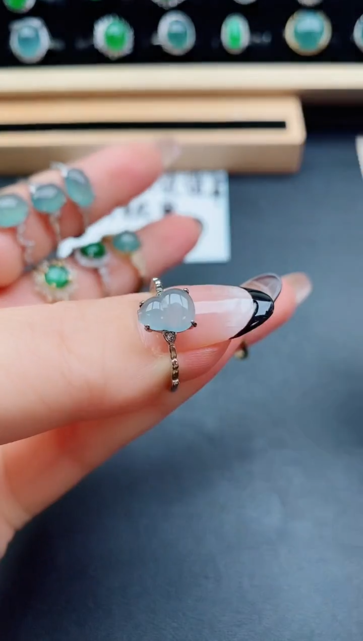 翡翠戒指银S925镶嵌60960