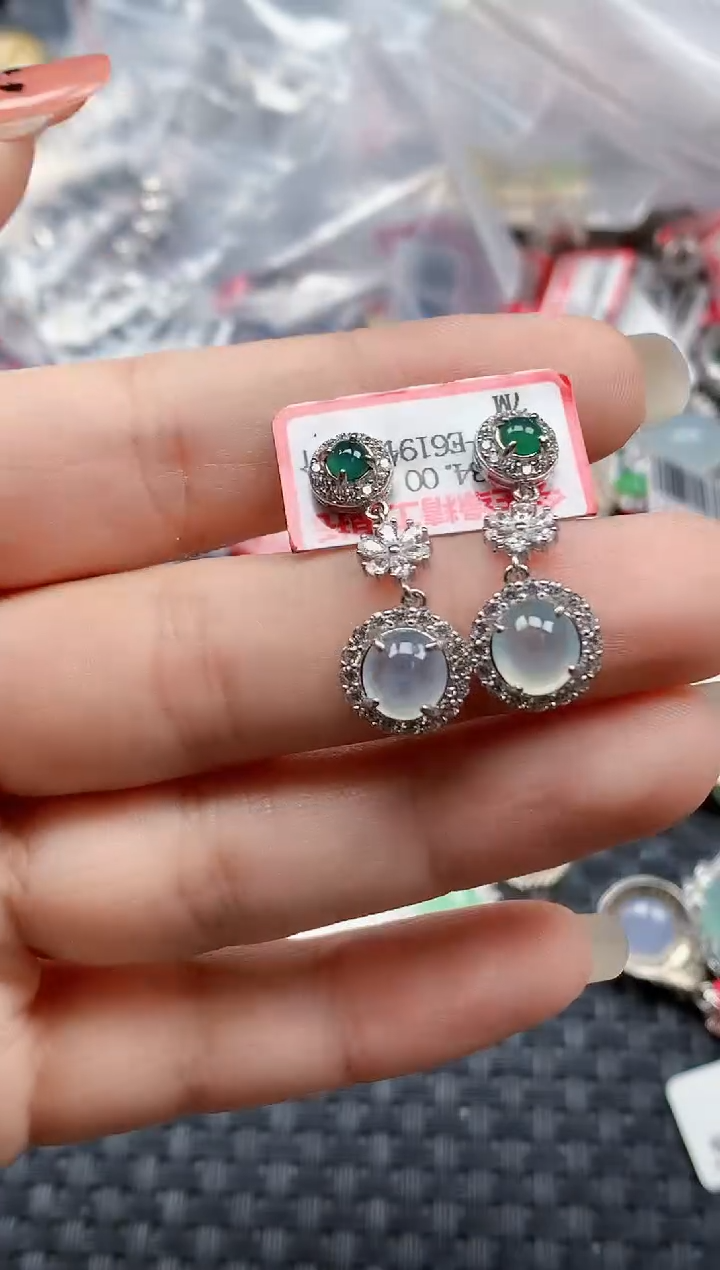 银S925镶嵌戒指翡翠天然A货缅甸翡翠