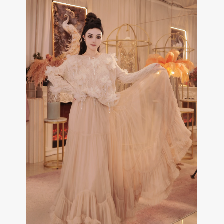 【星姐推荐】星原创高级定制【山月诗】设计师款名媛仙女风半身裙