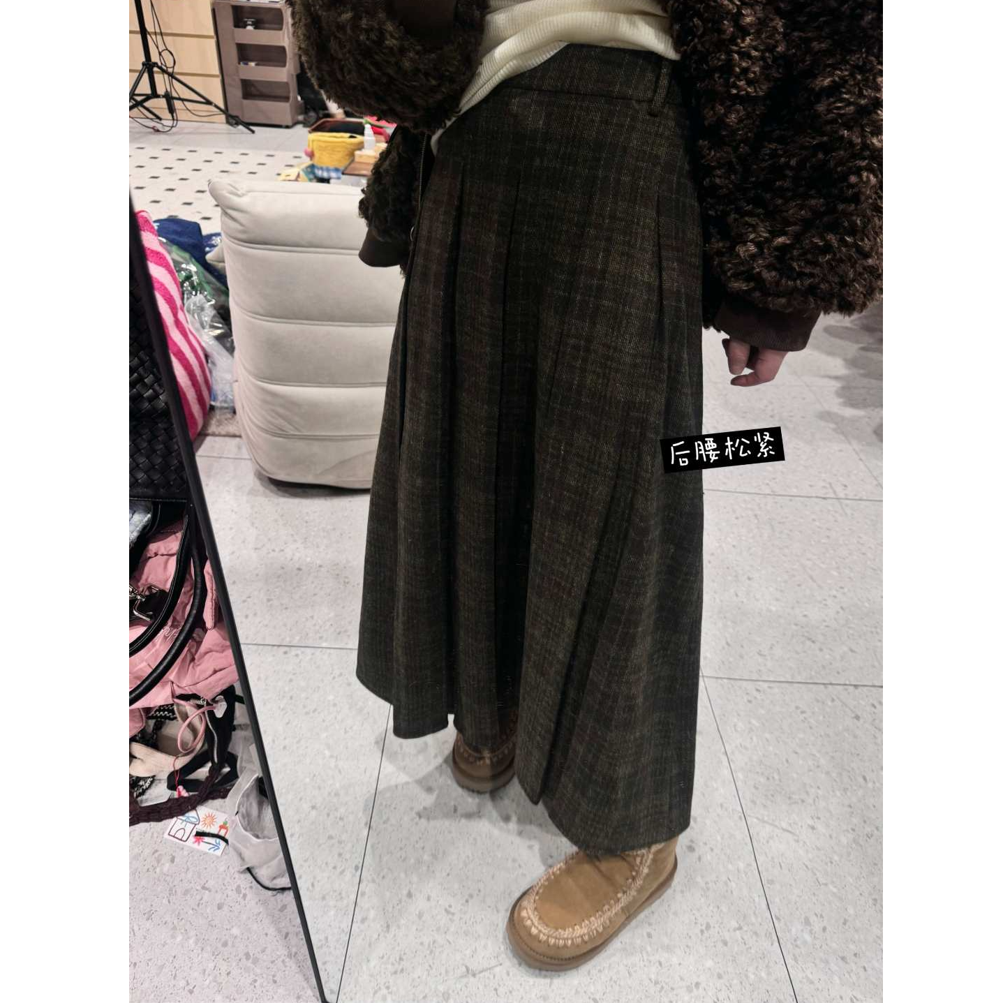 晶咕【霍格沃兹】英伦风后半截松紧腰格纹半身裙