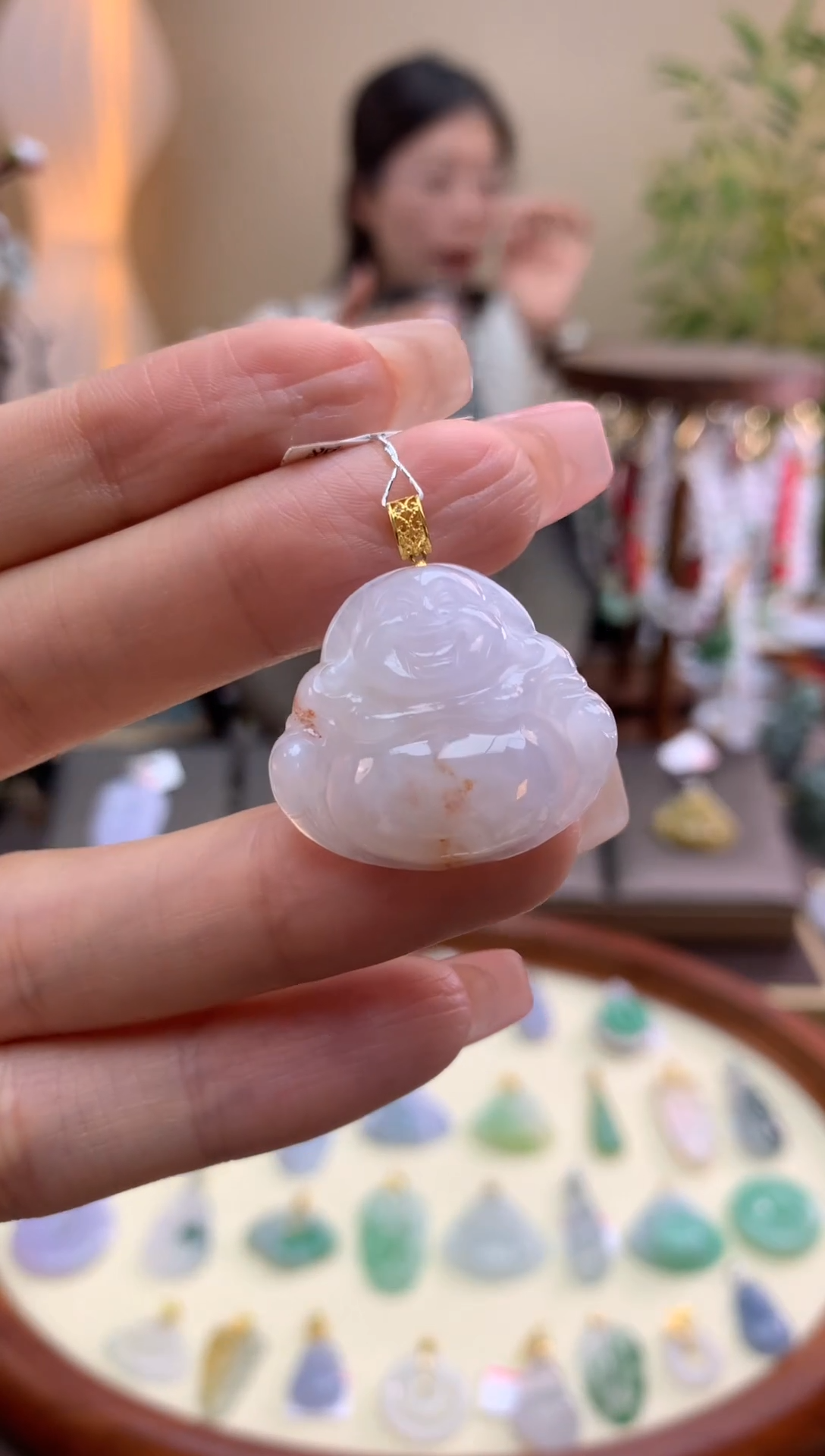 【闪购商品】翡翠颈饰18K金镶嵌佛公