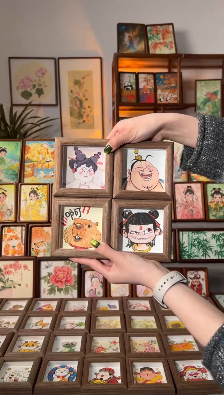 【闪购商品】国画哪吒一组 手绘国画四副