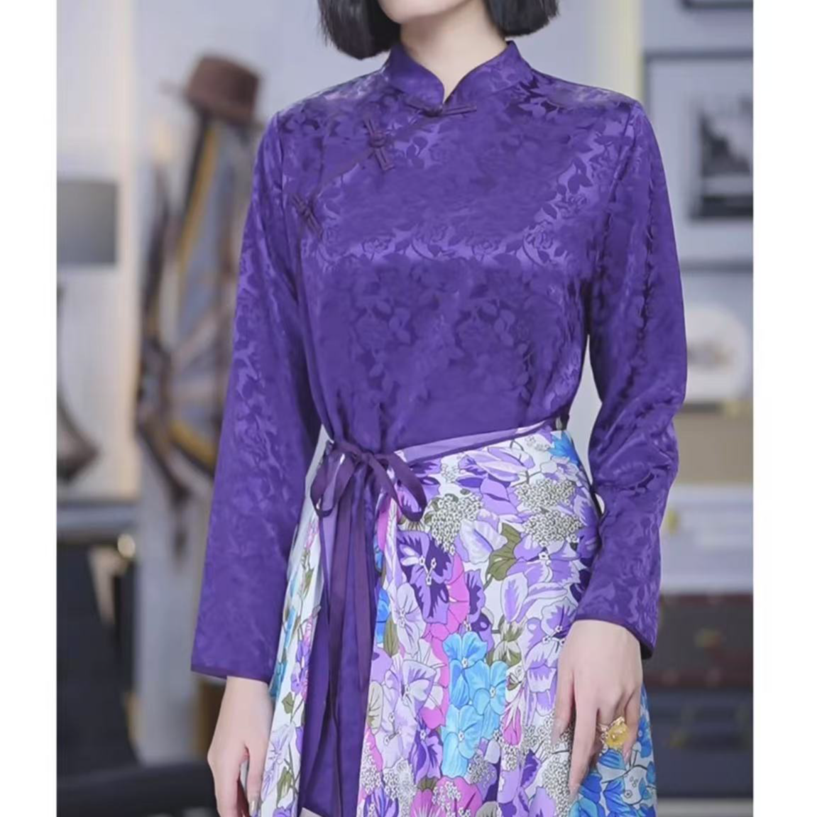 【七景超级太太】 春秋冬新中式女士连衣裙 SL23063