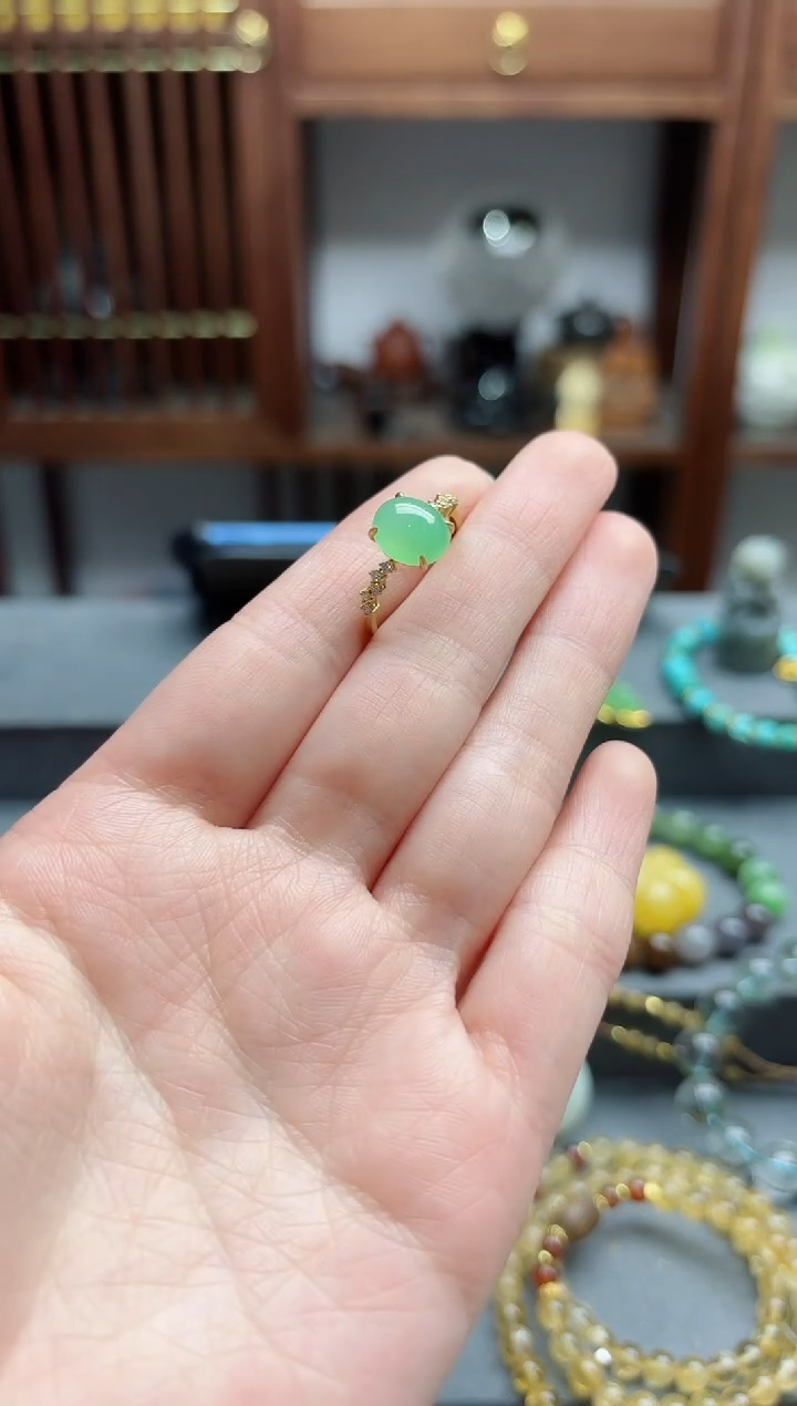 【闪购商品】翡翠戒指18K金镶嵌18k金翡翠戒指WY