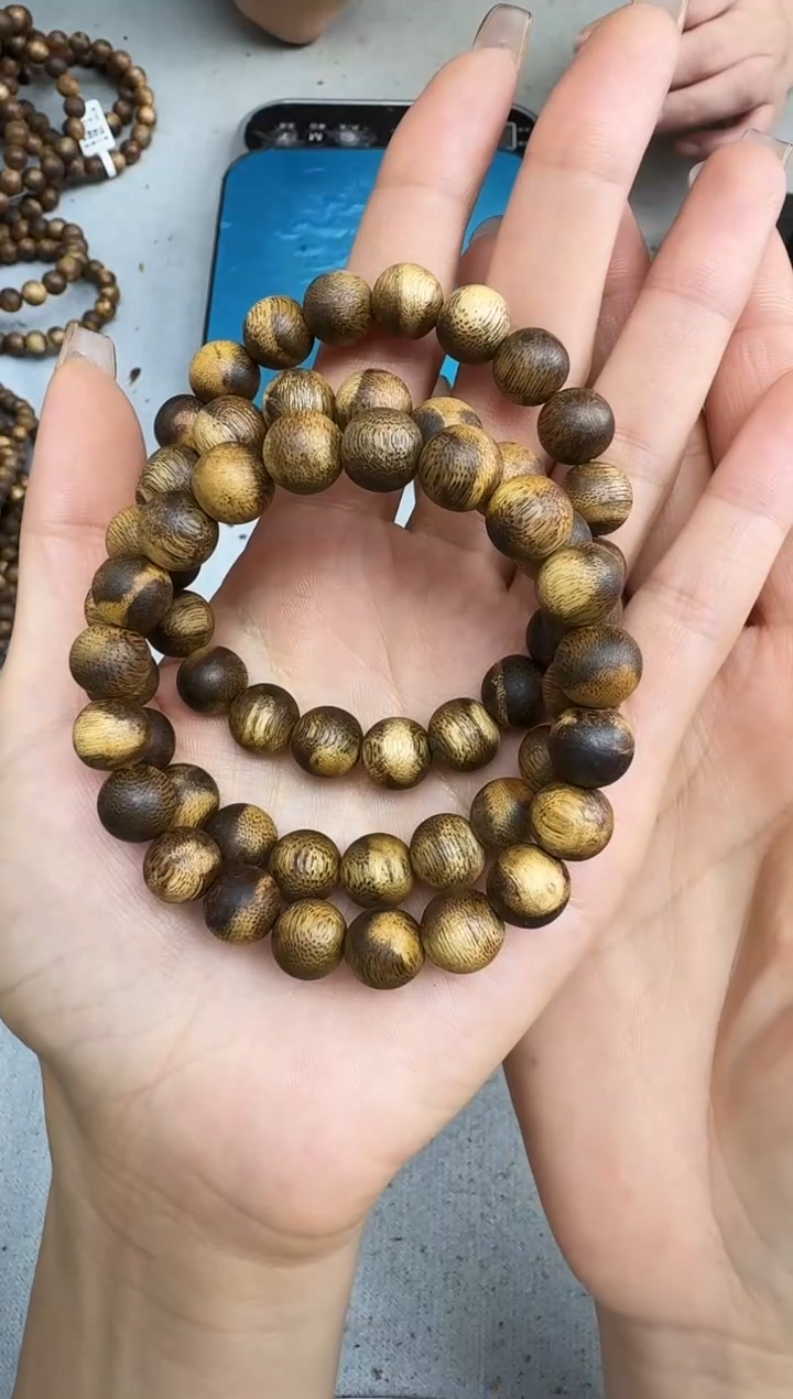 沉香手串1007白棋圆珠单圈多样性发一