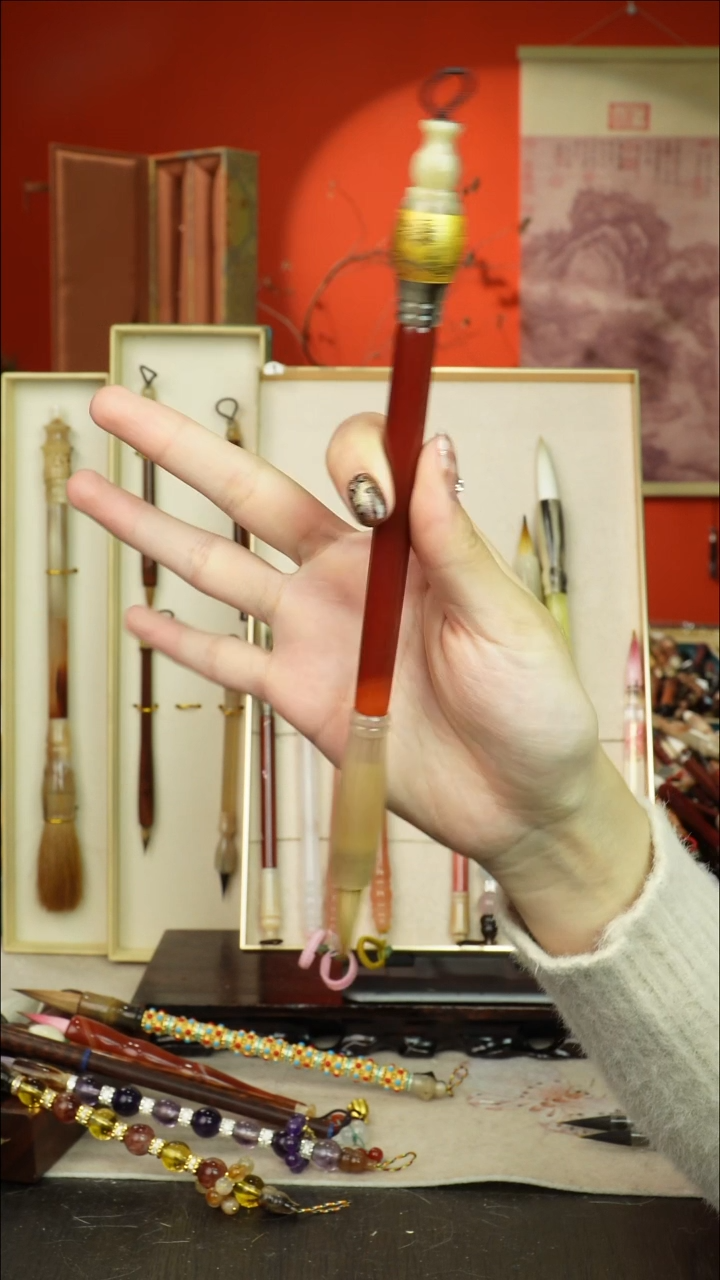 148号闪孤品高货毛笔链接 清水试笔 蘸墨不退