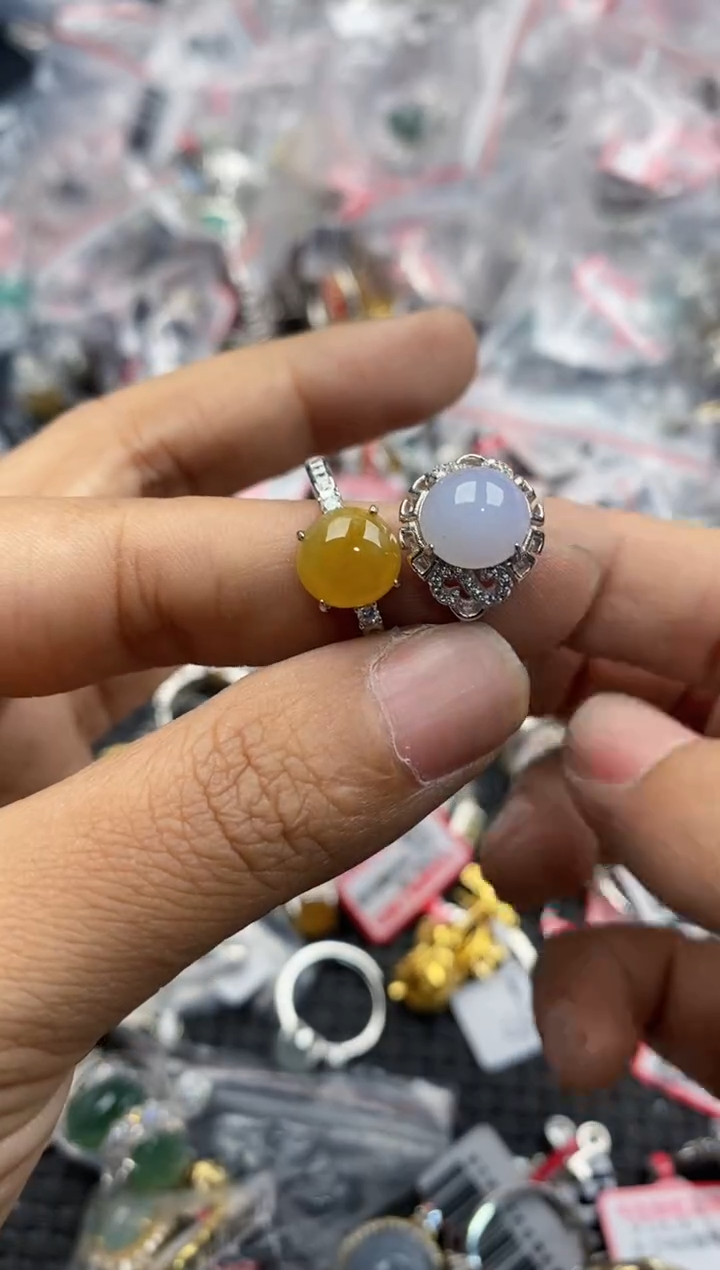 银S925镶嵌戒指翡翠171717---9