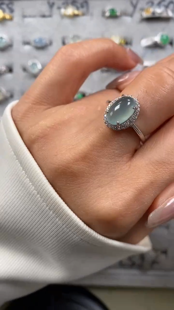 【闪购商品】翡翠戒指银S925镶嵌8146