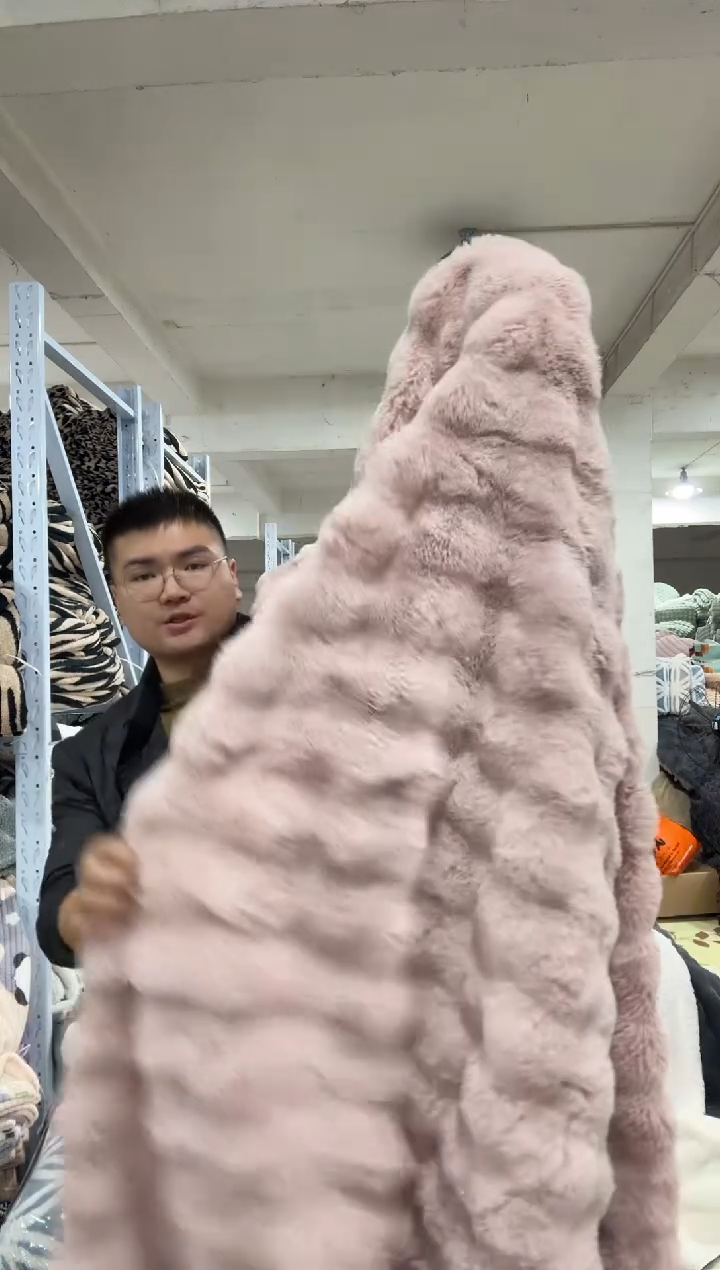 兔毛【高货托斯卡纳泡泡毯2*2.3米】外贸原单毛毯拍完现场打开看